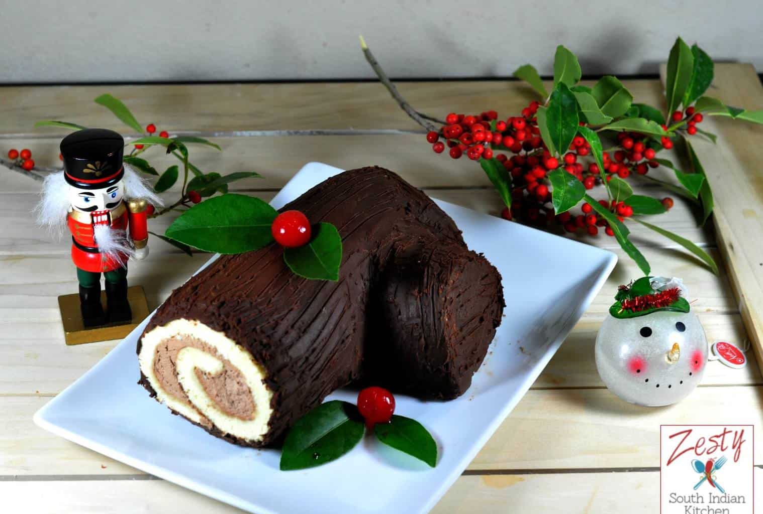 Yule Log Cake (Buche de Noel) - EnticingDesserts.com