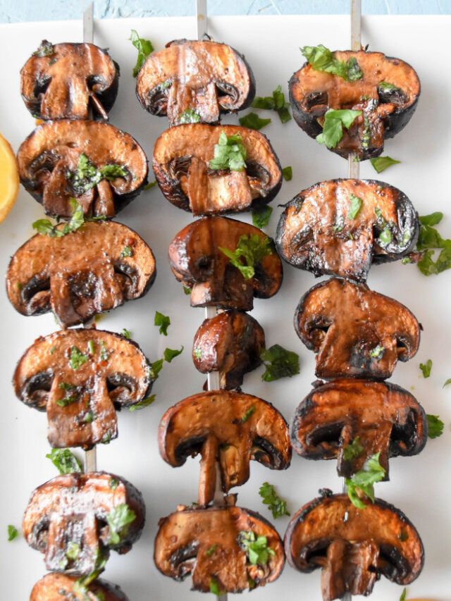 Grilled Mushrooms Skewers
