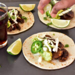 Mushroom Asada Tacos with lime juice
